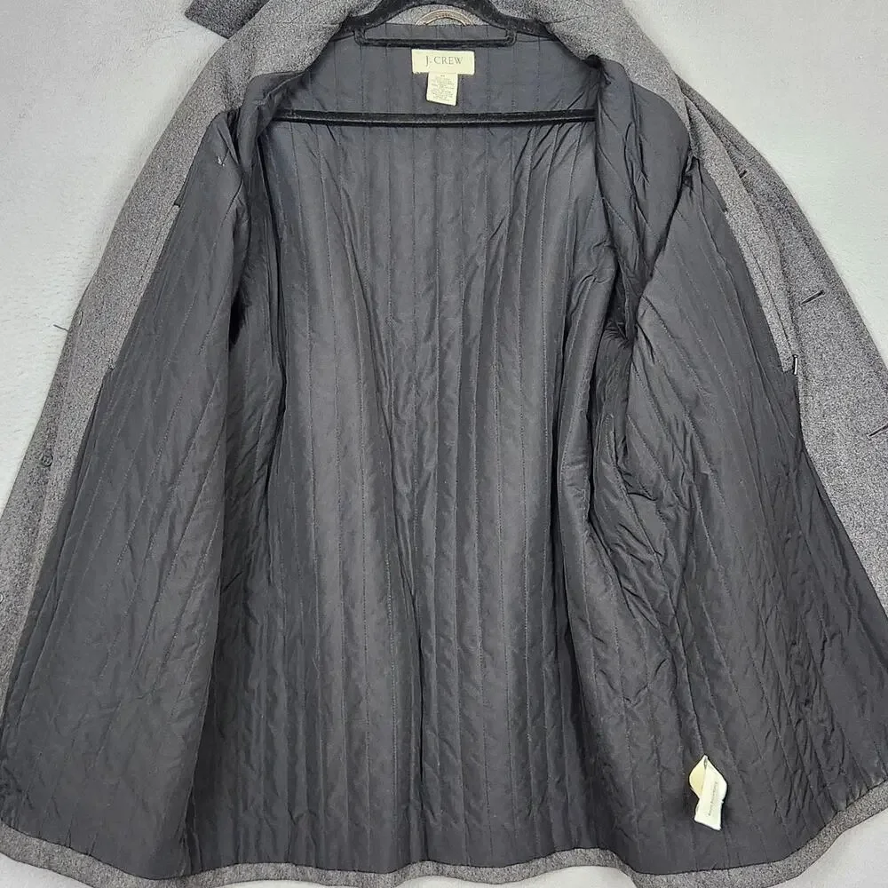 J CREW University Jacket Mens XL Gray Wool Thinsulate Quilted Lined Button Front